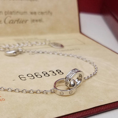 [Love Lucky]LOVE DOUBLE RING HALF DIAMOND BRACELET