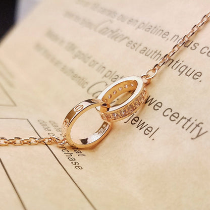 [Love Lucky]LOVE DOUBLE RING HALF DIAMOND BRACELET