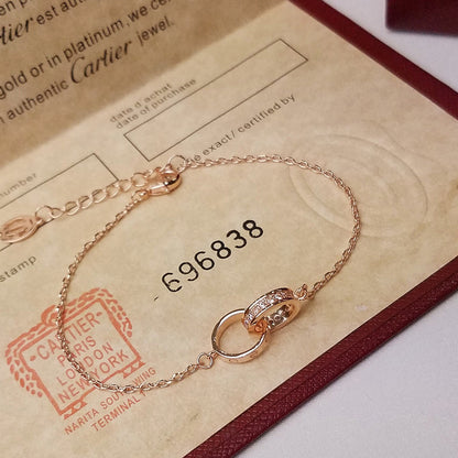 [Love Lucky]LOVE DOUBLE RING HALF DIAMOND BRACELET