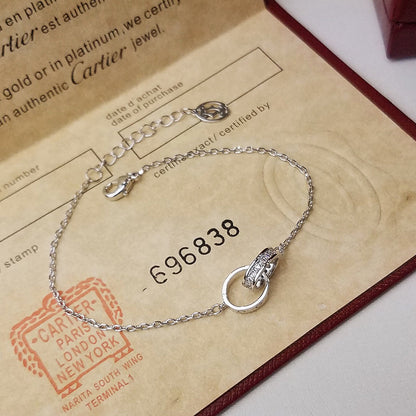 [Love Lucky]LOVE DOUBLE RING HALF DIAMOND BRACELET