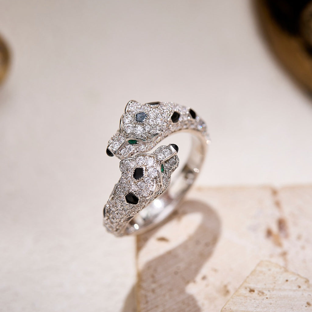 [Love Lucky]PANTHERE DOUBLE HEADED FULL DIAMOND  RING