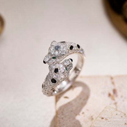 [Love Lucky]PANTHERE DOUBLE HEADED FULL DIAMOND  RING