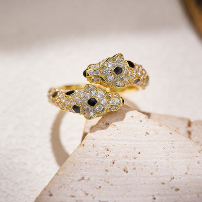 [Love Lucky]PANTHERE DOUBLE HEADED FULL DIAMOND  RING