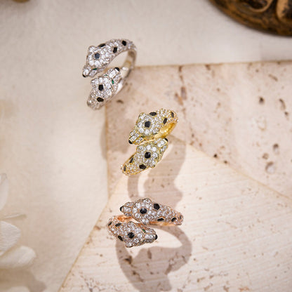 [Love Lucky]PANTHERE DOUBLE HEADED FULL DIAMOND  RING