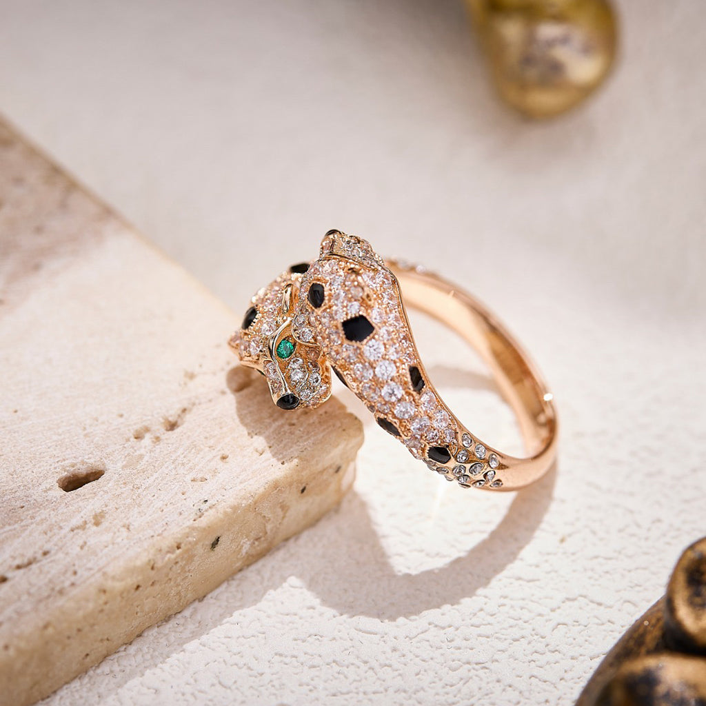 [Love Lucky]PANTHERE DOUBLE HEADED FULL DIAMOND  RING