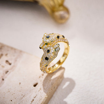 [Love Lucky]PANTHERE DOUBLE HEADED FULL DIAMOND  RING