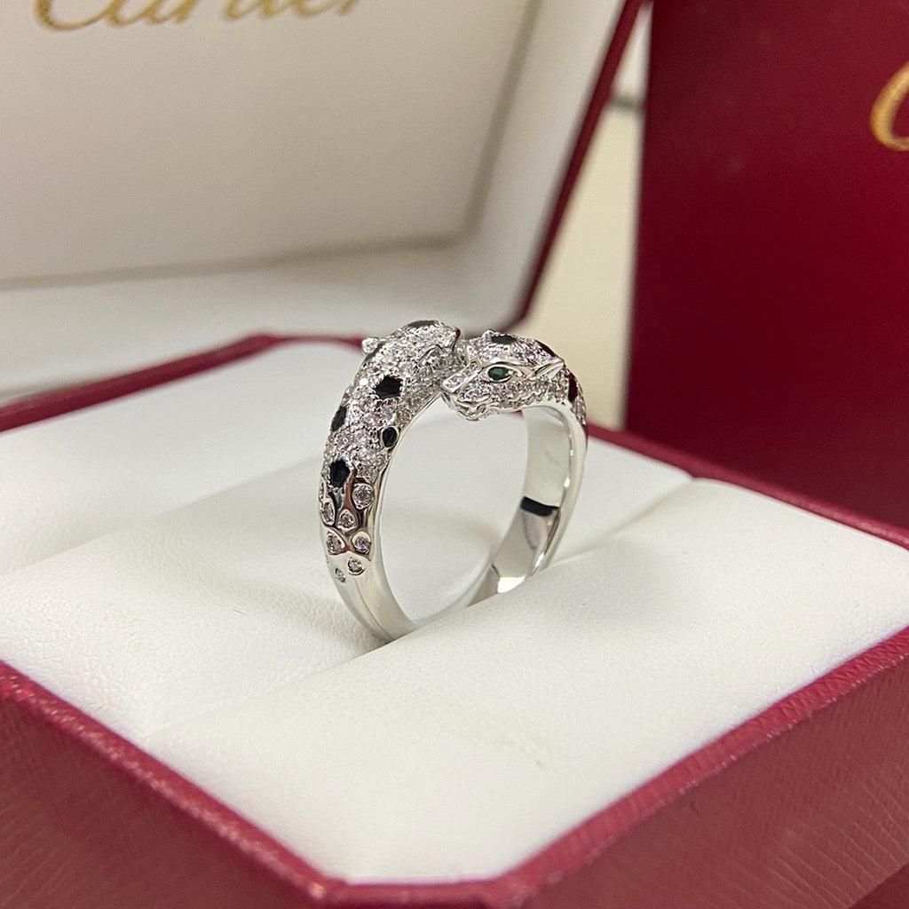 [Love Lucky]PANTHERE DOUBLE HEADED FULL DIAMOND  RING