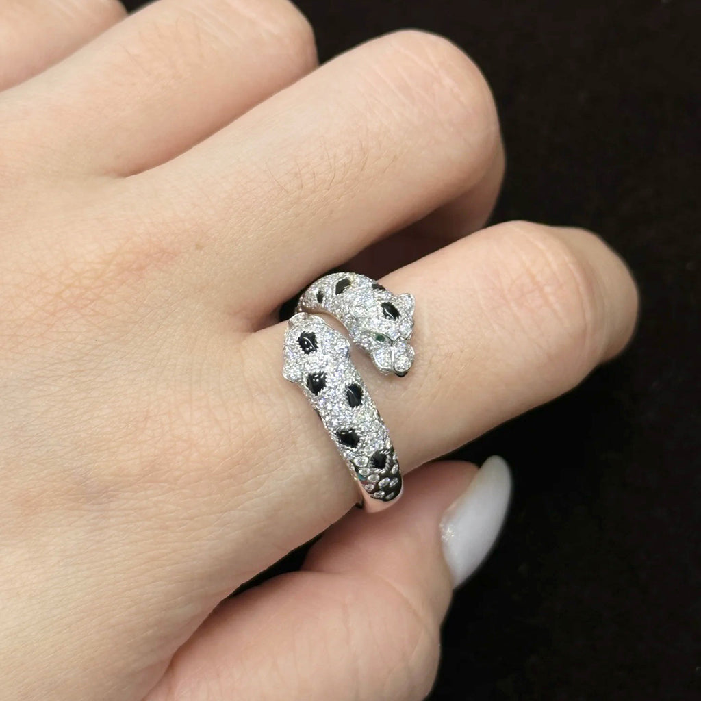 [Love Lucky]PANTHERE DOUBLE HEADED FULL DIAMOND  RING
