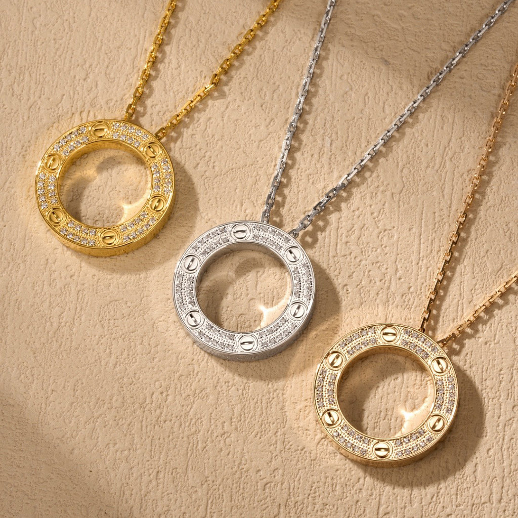 [Love Lucky]LOVE NECKLACE 16MM  FULL DIAMOND