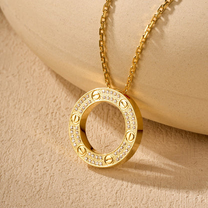[Love Lucky]LOVE NECKLACE 16MM  FULL DIAMOND
