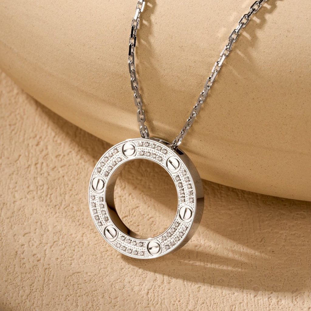 [Love Lucky]LOVE NECKLACE 16MM  FULL DIAMOND
