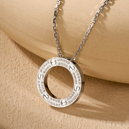 [Love Lucky]LOVE NECKLACE 16MM  FULL DIAMOND