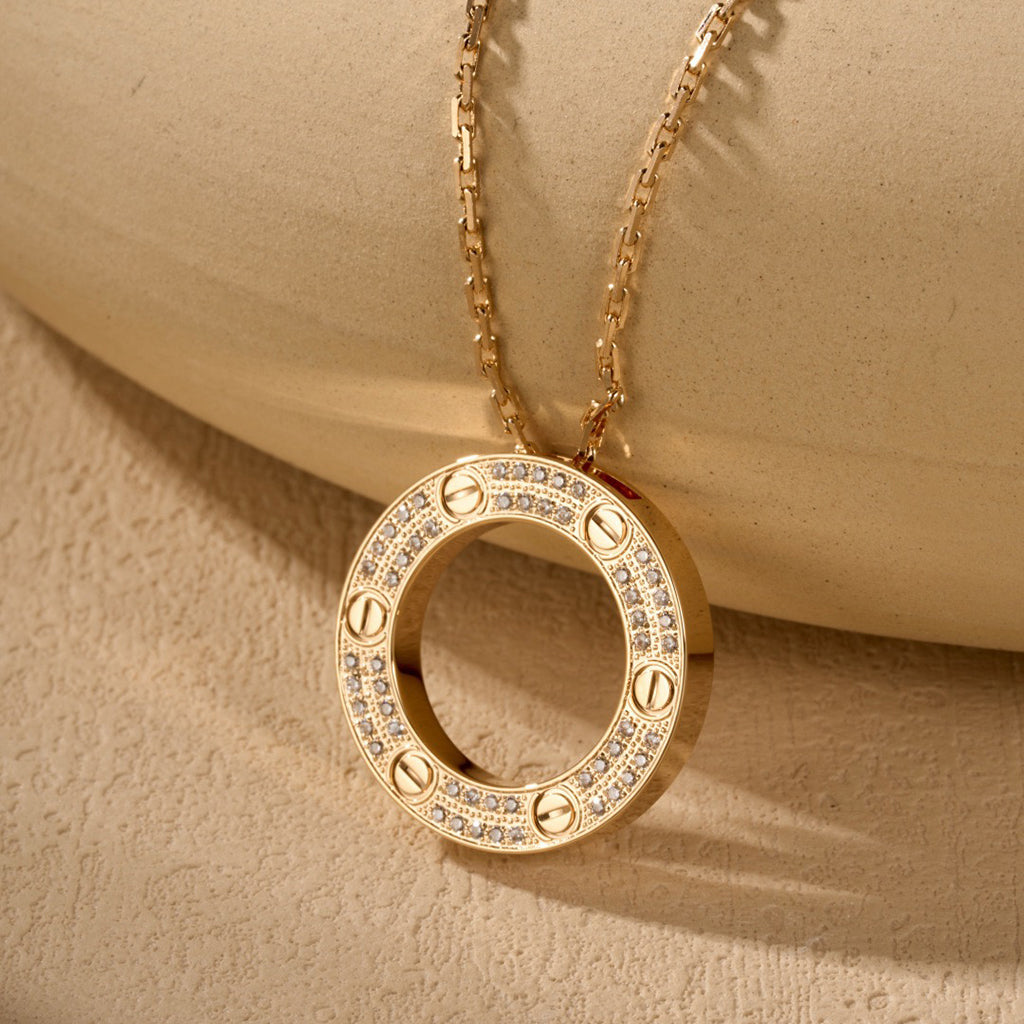[Love Lucky]LOVE NECKLACE 16MM  FULL DIAMOND
