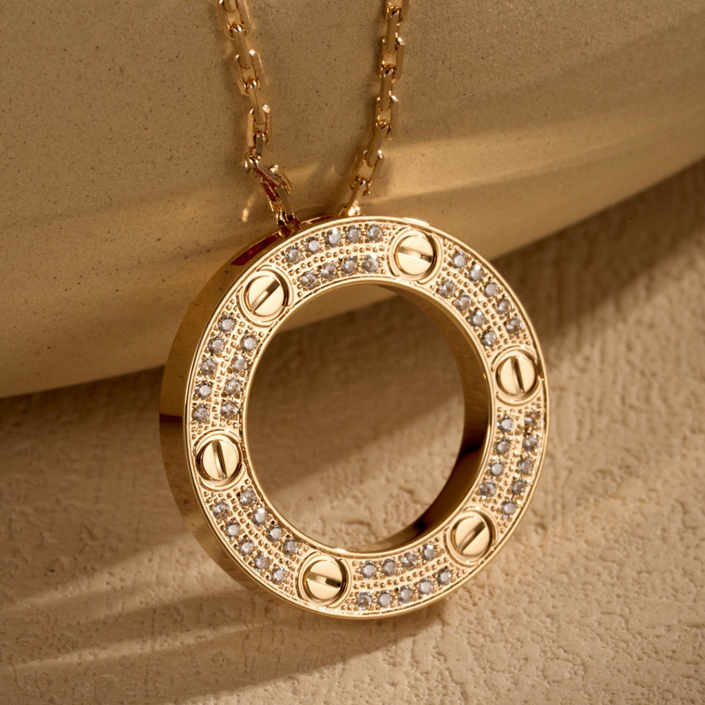 [Love Lucky]LOVE NECKLACE 16MM  FULL DIAMOND