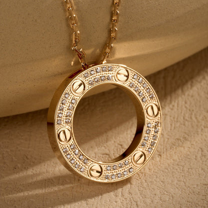 [Love Lucky]LOVE NECKLACE 16MM  FULL DIAMOND