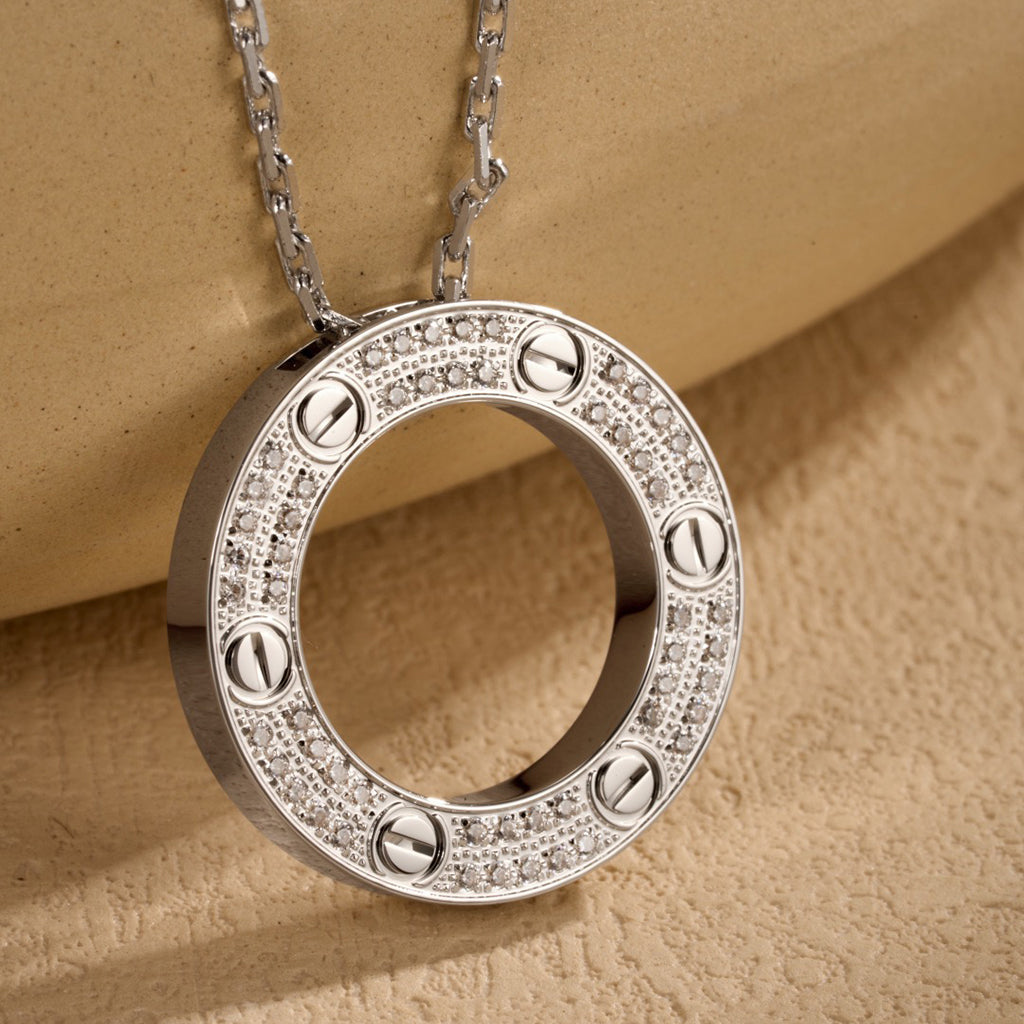 [Love Lucky]LOVE NECKLACE 16MM  FULL DIAMOND
