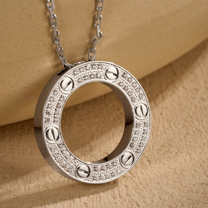 [Love Lucky]LOVE NECKLACE 16MM  FULL DIAMOND