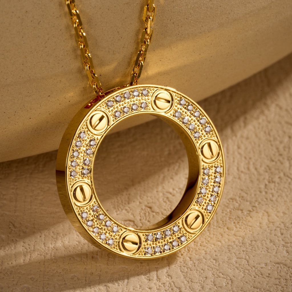 [Love Lucky]LOVE NECKLACE 16MM  FULL DIAMOND
