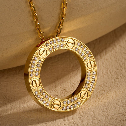 [Love Lucky]LOVE NECKLACE 16MM  FULL DIAMOND