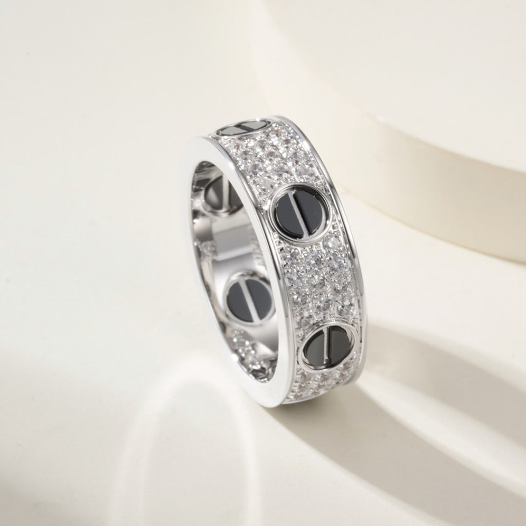 [Love Lucky]LOVE RING 5.5MM DIAMONDS PAVED CERAMIC