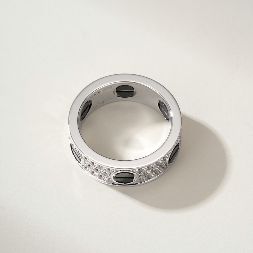 [Love Lucky]LOVE RING 5.5MM DIAMONDS PAVED CERAMIC