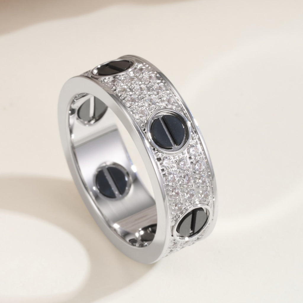 [Love Lucky]LOVE RING 5.5MM DIAMONDS PAVED CERAMIC