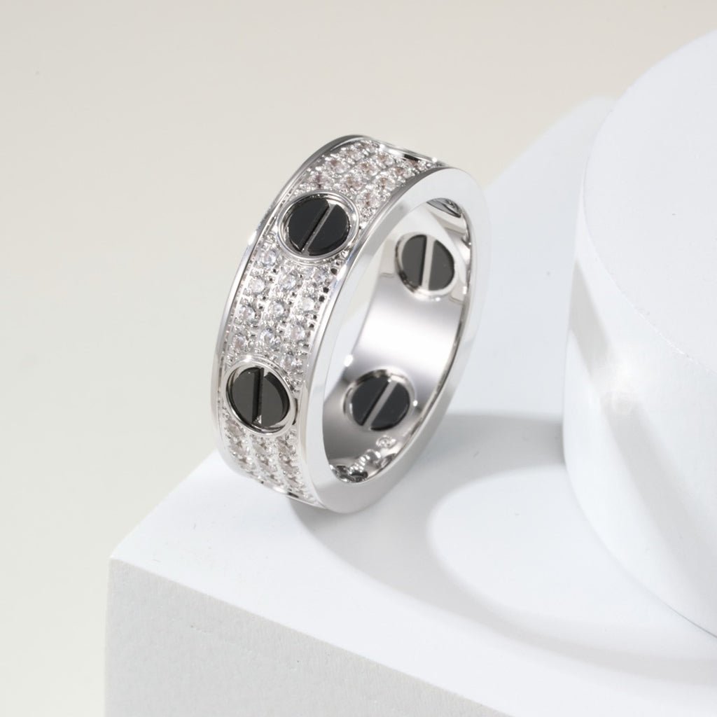 [Love Lucky]LOVE RING 5.5MM DIAMONDS PAVED CERAMIC
