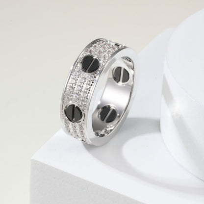 [Love Lucky]LOVE RING 5.5MM DIAMONDS PAVED CERAMIC