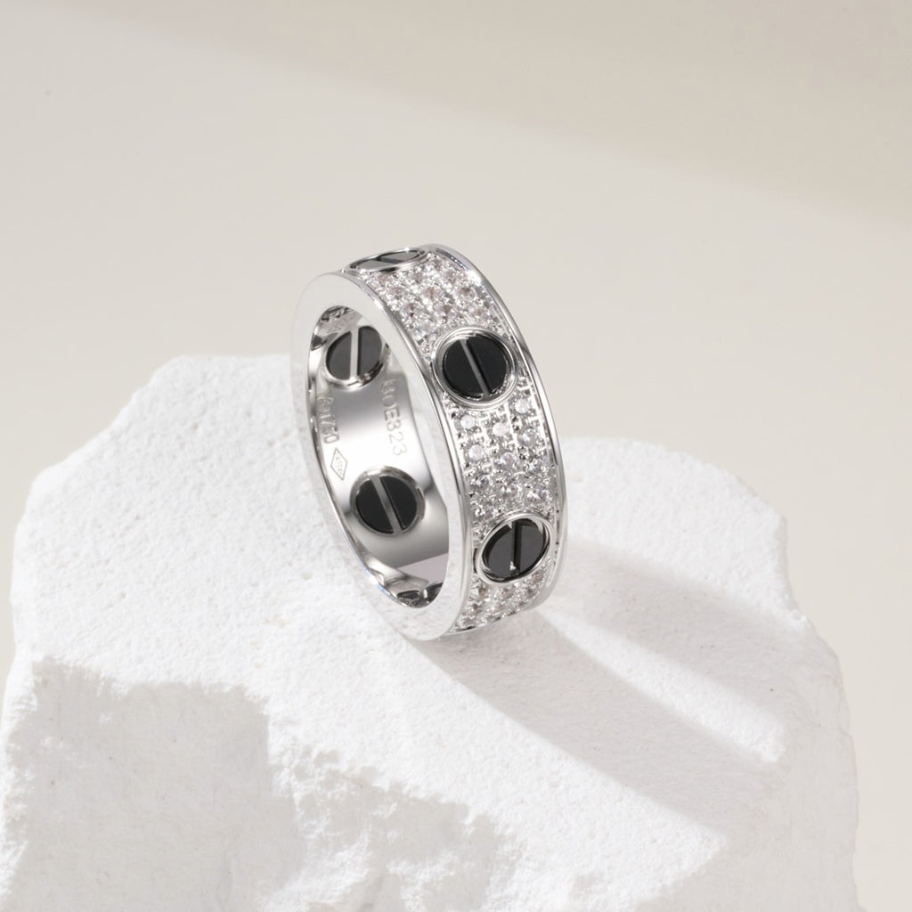 [Love Lucky]LOVE RING 5.5MM DIAMONDS PAVED CERAMIC
