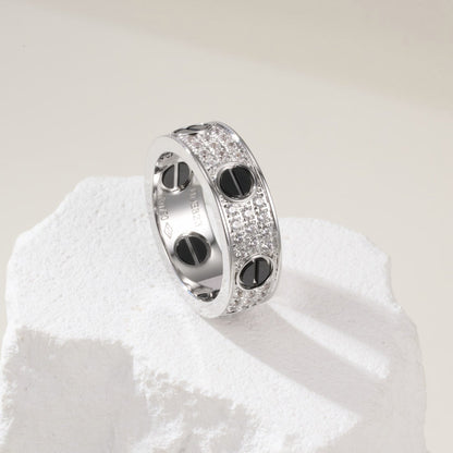 [Love Lucky]LOVE RING 5.5MM DIAMONDS PAVED CERAMIC