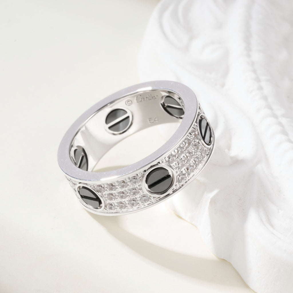 [Love Lucky]LOVE RING 5.5MM DIAMONDS PAVED CERAMIC