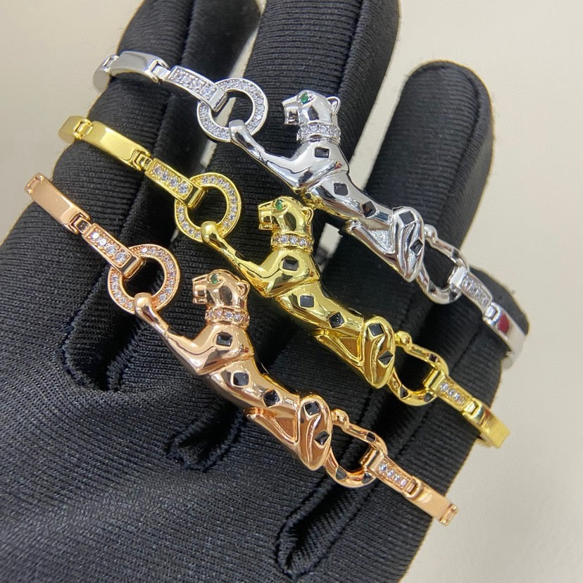 [Love Lucky]PANTHERE HALF DIAMOND ON CHAIN BRACELET