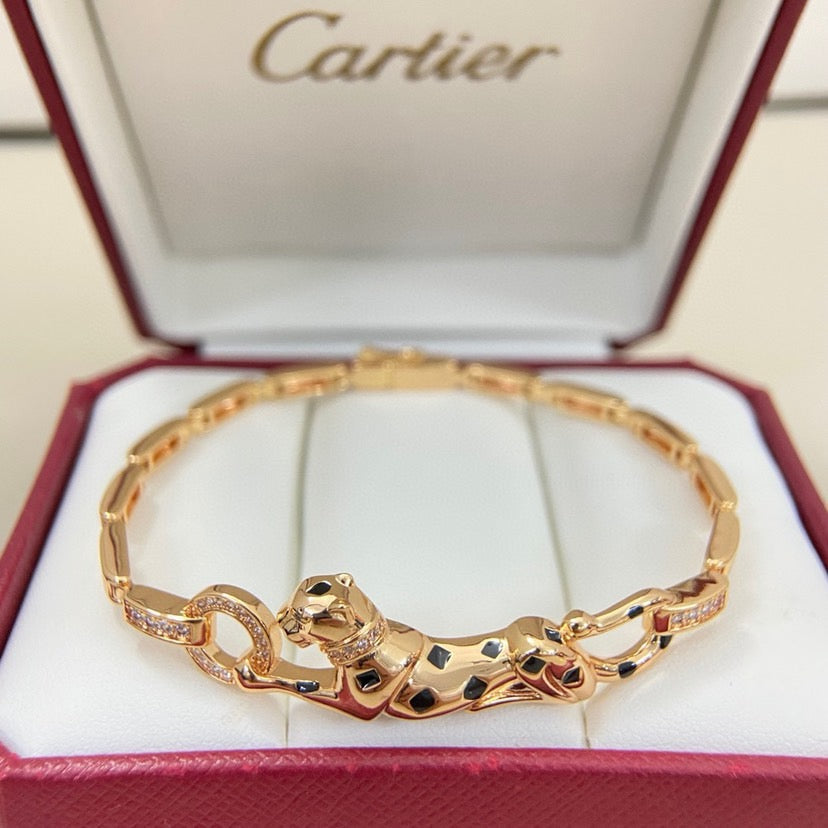 [Love Lucky]PANTHERE HALF DIAMOND ON CHAIN BRACELET
