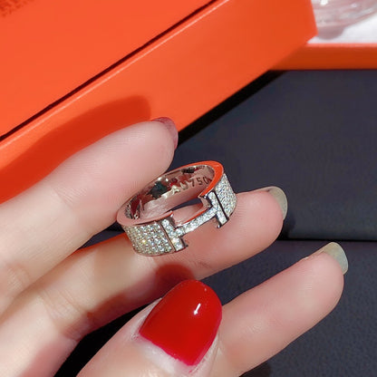 [Love Lucky]BAGUE H DIAMANTS PLEINS