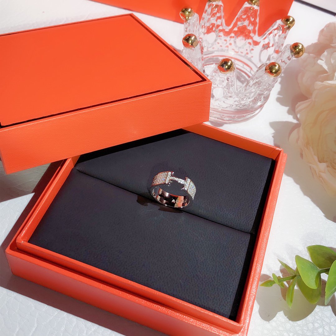 [Love Lucky]BAGUE H DIAMANTS PLEINS