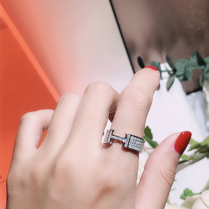[Love Lucky]BAGUE H DIAMANTS PLEINS
