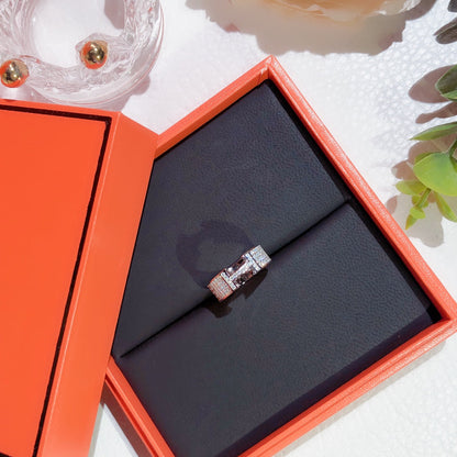 [Love Lucky]BAGUE H DIAMANTS PLEINS