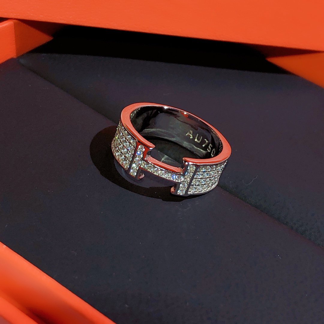 [Love Lucky]BAGUE H DIAMANTS PLEINS