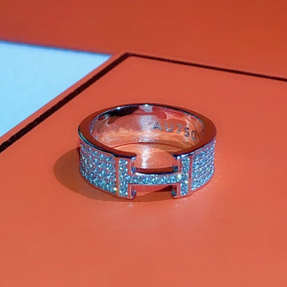 [Love Lucky]BAGUE H DIAMANTS PLEINS