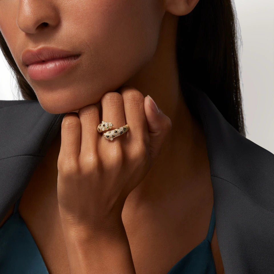 [Love Lucky]PANTHERE DOUBLE HEADED FULL DIAMOND  RING