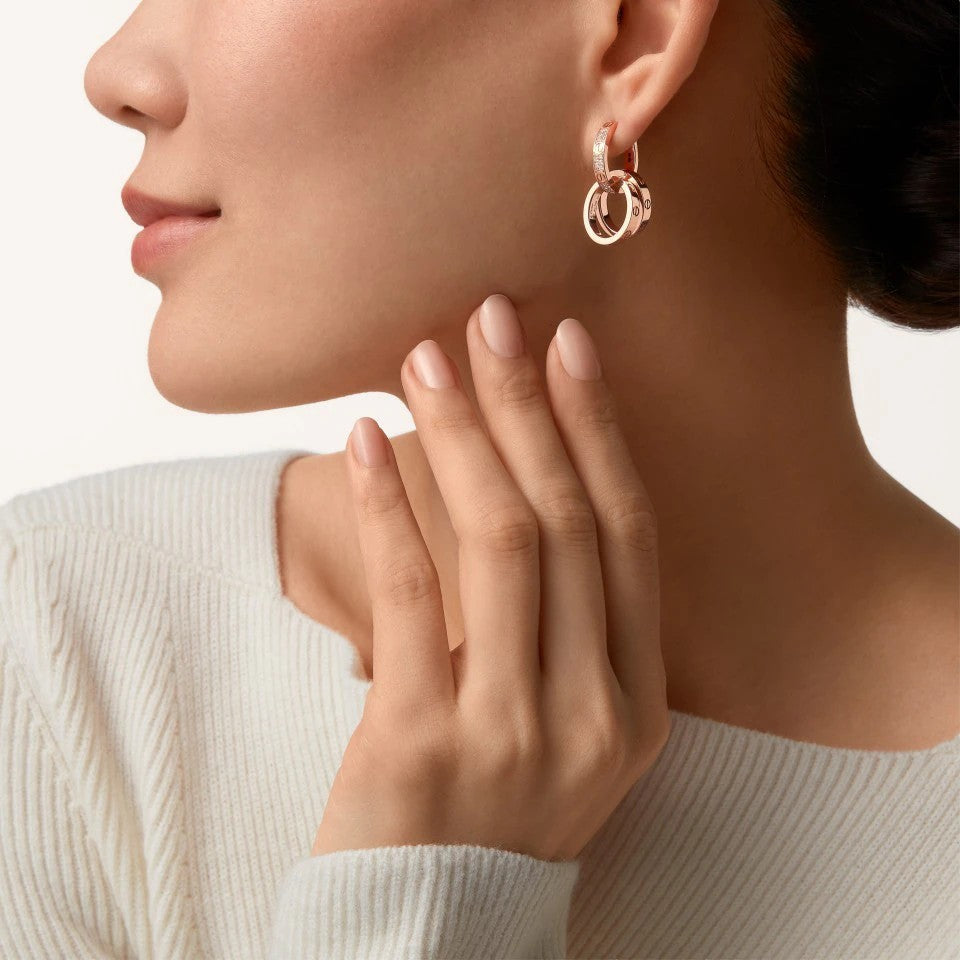 [Love Lucky]LOVE 3.3MM DANGLE HALF DIAMOND EARRINGS