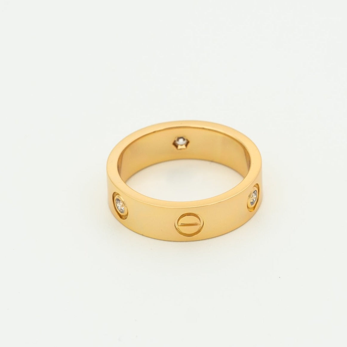 [Love Lucky]LOVE RING 5.5MM 3 DIAMONDS PINK GOLD