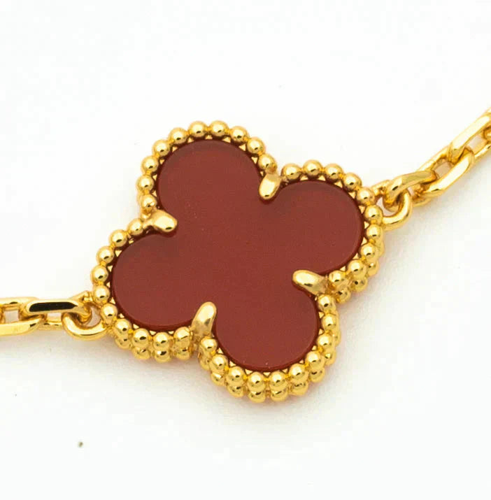 [Love Lucky] CLOVER 5 MOTIF RED CORNELIAN BRACELET COLLECTION