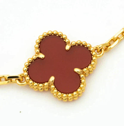 [Love Lucky] CLOVER 5 MOTIF RED CORNELIAN BRACELET COLLECTION