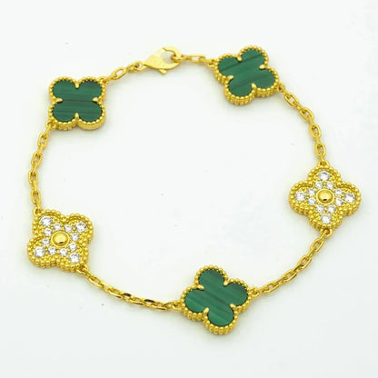 [Love Lucky] CLOVER 5 MOTIF MALACHITE BRACELET COLLECTION