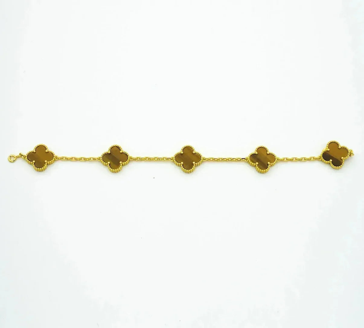 [Love Lucky] CLOVER 5 MOTIFS TIGER EYE BRACELET COLLECTION