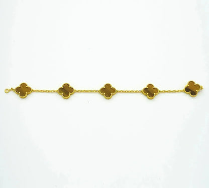 [Love Lucky] CLOVER 5 MOTIFS TIGER EYE BRACELET COLLECTION