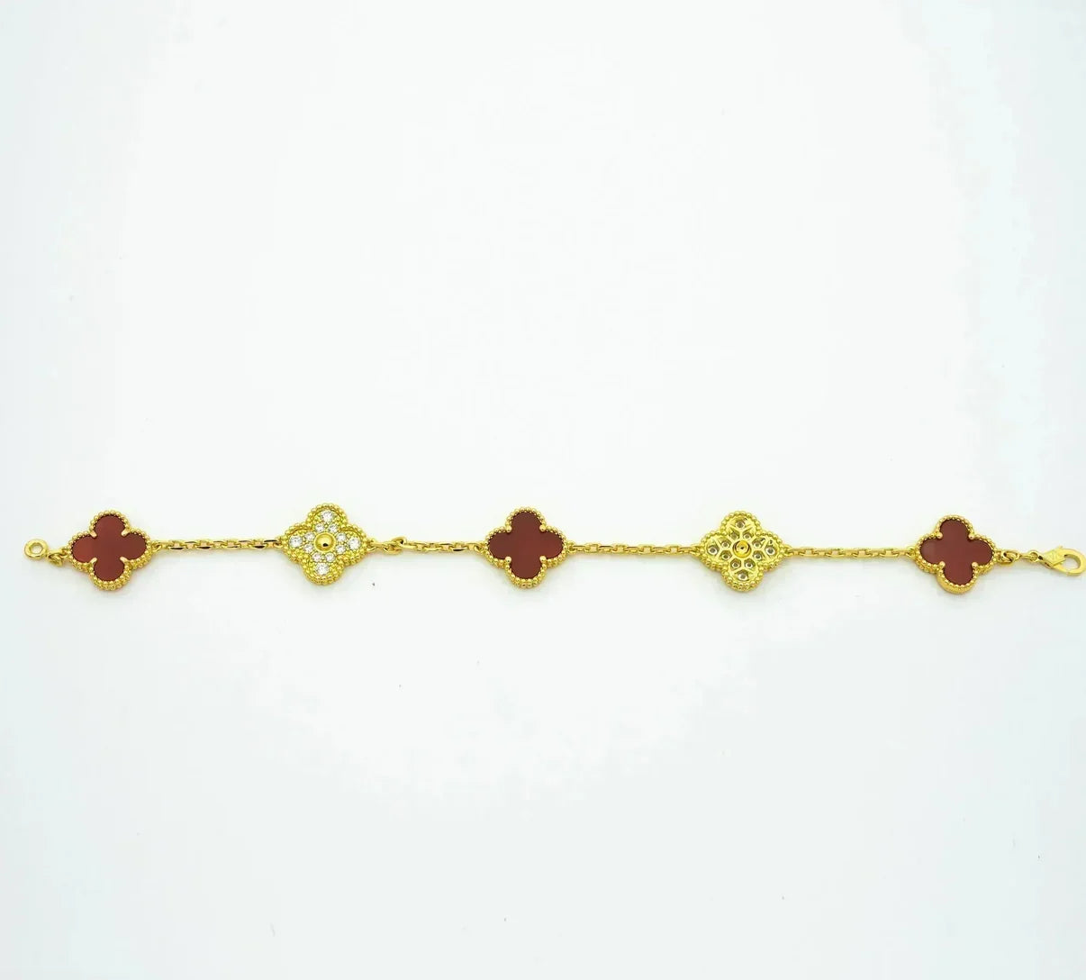 [Love Lucky] CLOVER 5 MOTIF RED CORNELIAN BRACELET COLLECTION