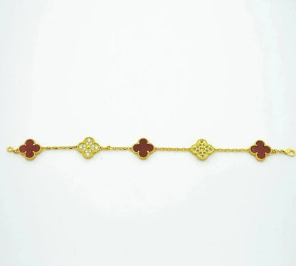 [Love Lucky] CLOVER 5 MOTIF RED CORNELIAN BRACELET COLLECTION