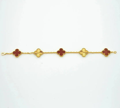 [Love Lucky] CLOVER 5 MOTIF RED CORNELIAN BRACELET COLLECTION